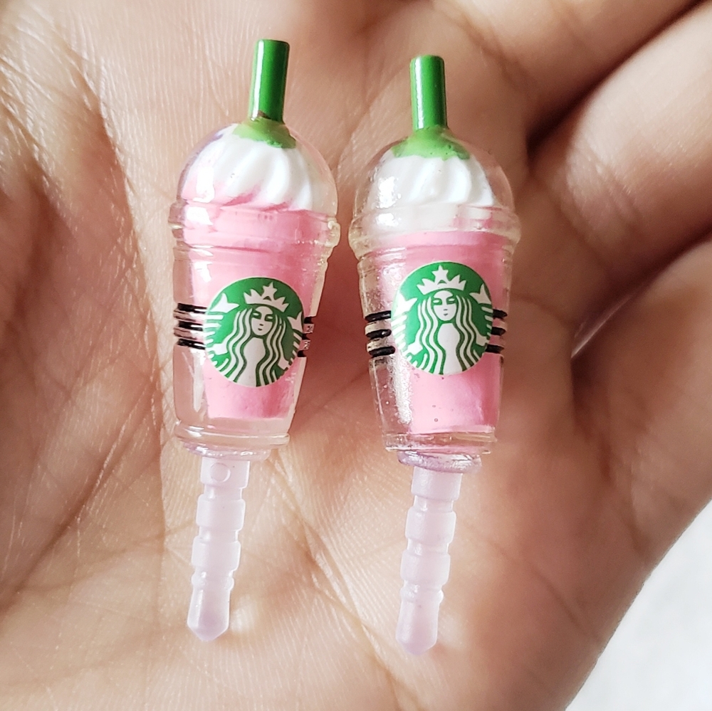 Starbucks Pink and Green Drink Phone Plugs